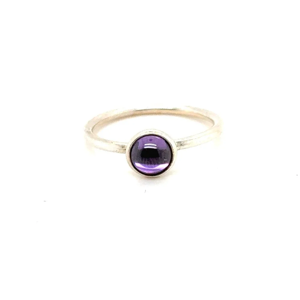 Pandora Sterling Silver Purple Cabochon Ring S925 ALE 54 Size 7